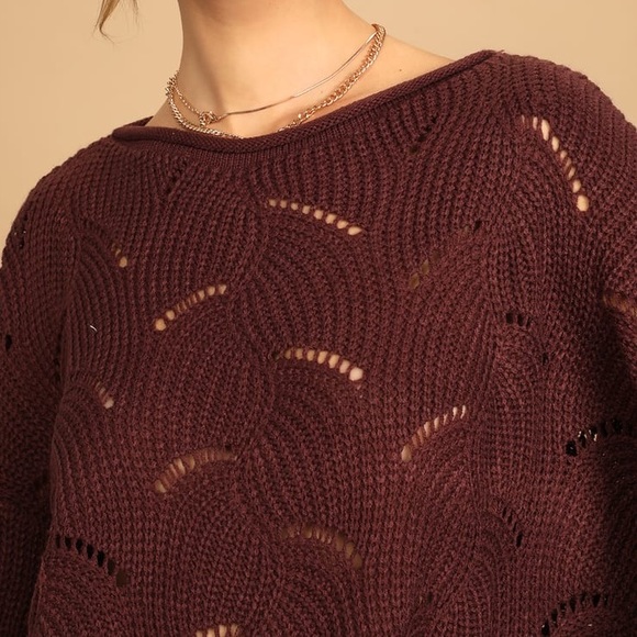 Lulus Moonglow Burgundy Loose Knit Sweater - Picture 2 of 12